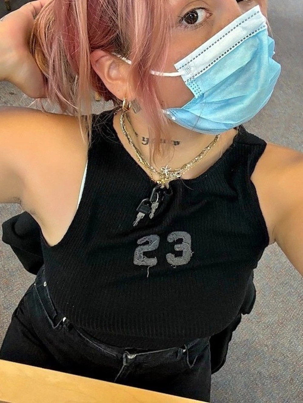 Black Graphic Tank Top face mask